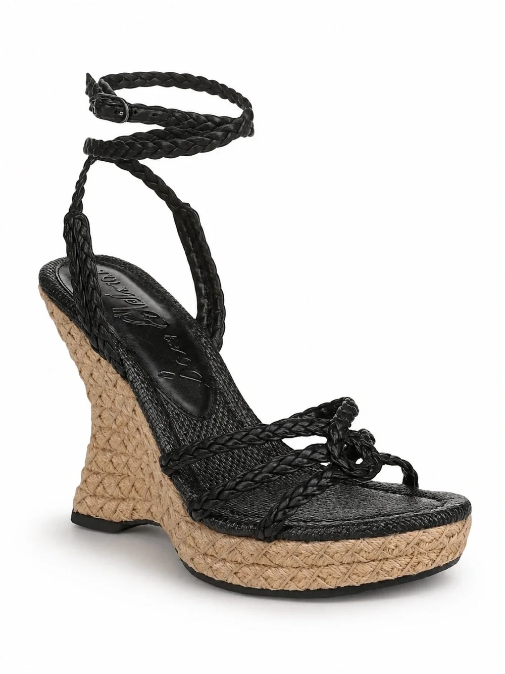 Sam Edelman Black Mindie Espadrille Ankle Strap Platform Wedge Sandals Size 7